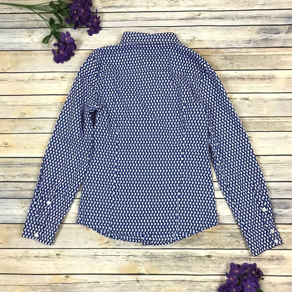 Crown & Ivy Button Down Circle Print Shirt Longsleeve Blue Geometric Work Office - Picture 4 of 4
